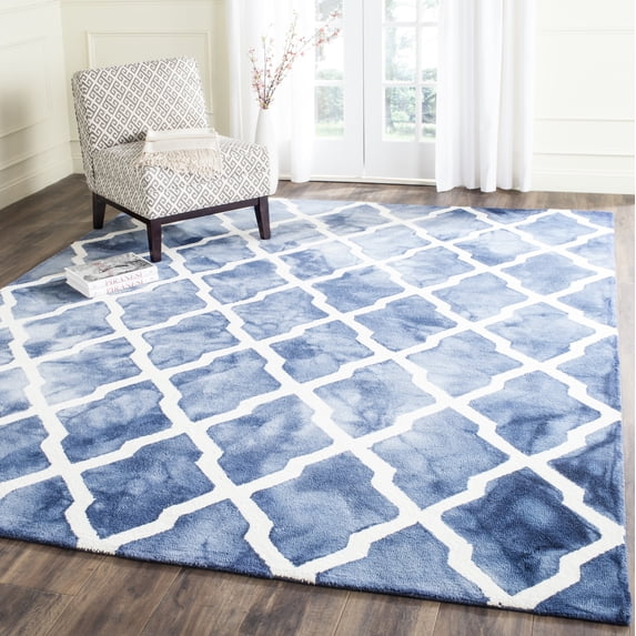Safavieh Dip Dye Altan Distressed Wool Area Rug, Navy/Ivory, 7' x 7' Square