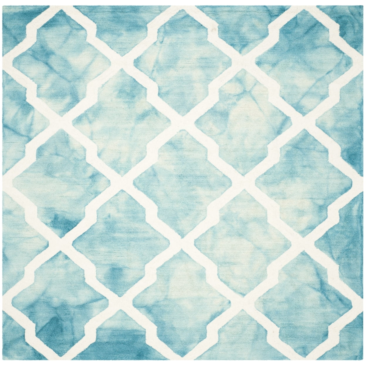 SAFAVIEH Dip Dye Altan Overdyed Geometric Area Rug, Turquoise/Ivory, 7 ...