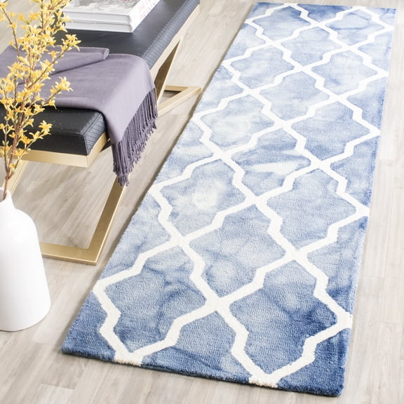 Safavieh Dip Dye Altan Distressed Wool Runner Rug, Blue/Ivory, 2'3" x 6'