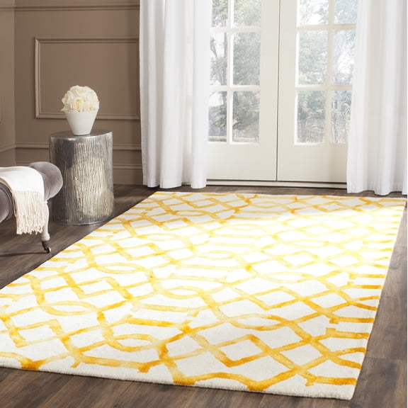 Safavieh Dip Dye Anglia Distressed Wool Area Rug, Ivory/Gold, 5' x 8'