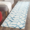thumbnail image 1 of Safavieh Dip Dye Anglia Distressed Wool Runner Rug, Ivory/Turquoise, 2'3" x 6', 1 of 10