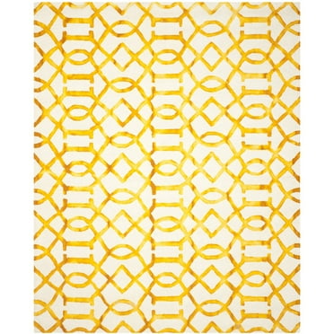 SAFAVIEH Dip Dye Anglia Overdyed Geometric Area Rug, Ivory/Gold, 2' x 3'