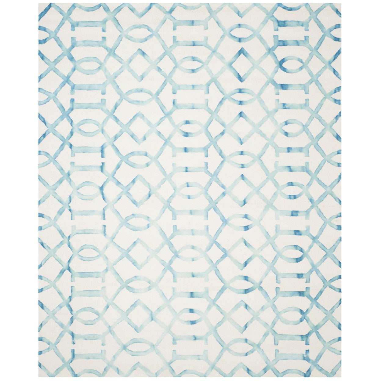 Ivory and Turquoise Hand-Tufted Wool 6' x 9' Area Rug