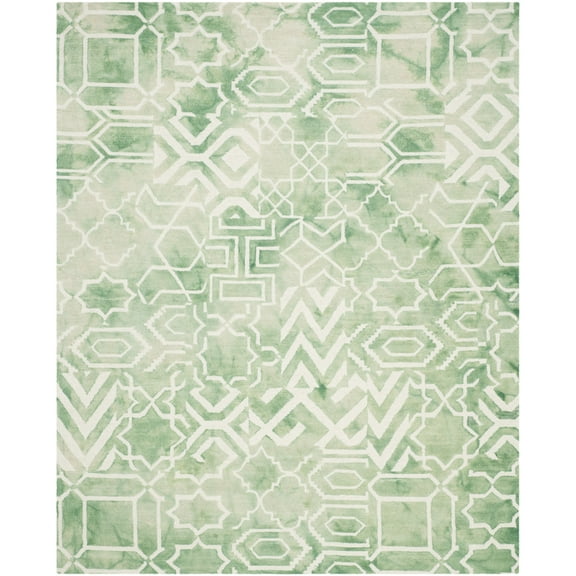 SAFAVIEH Dip Dye Aylmer Overdyed Geometric Area Rug, Green/Ivory, 7' x 7' Round