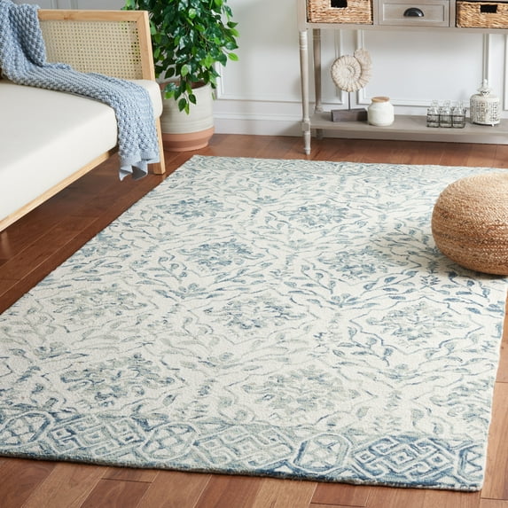 Safavieh Dip Dye Beranadette Floral Wool Area Rug, Blue/Ivory, 6' x 9'