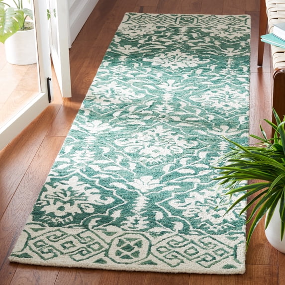 Safavieh Dip Dye Beranadette Floral Wool Runner Rug, Dark Green/Ivory, 2'3" x 6'