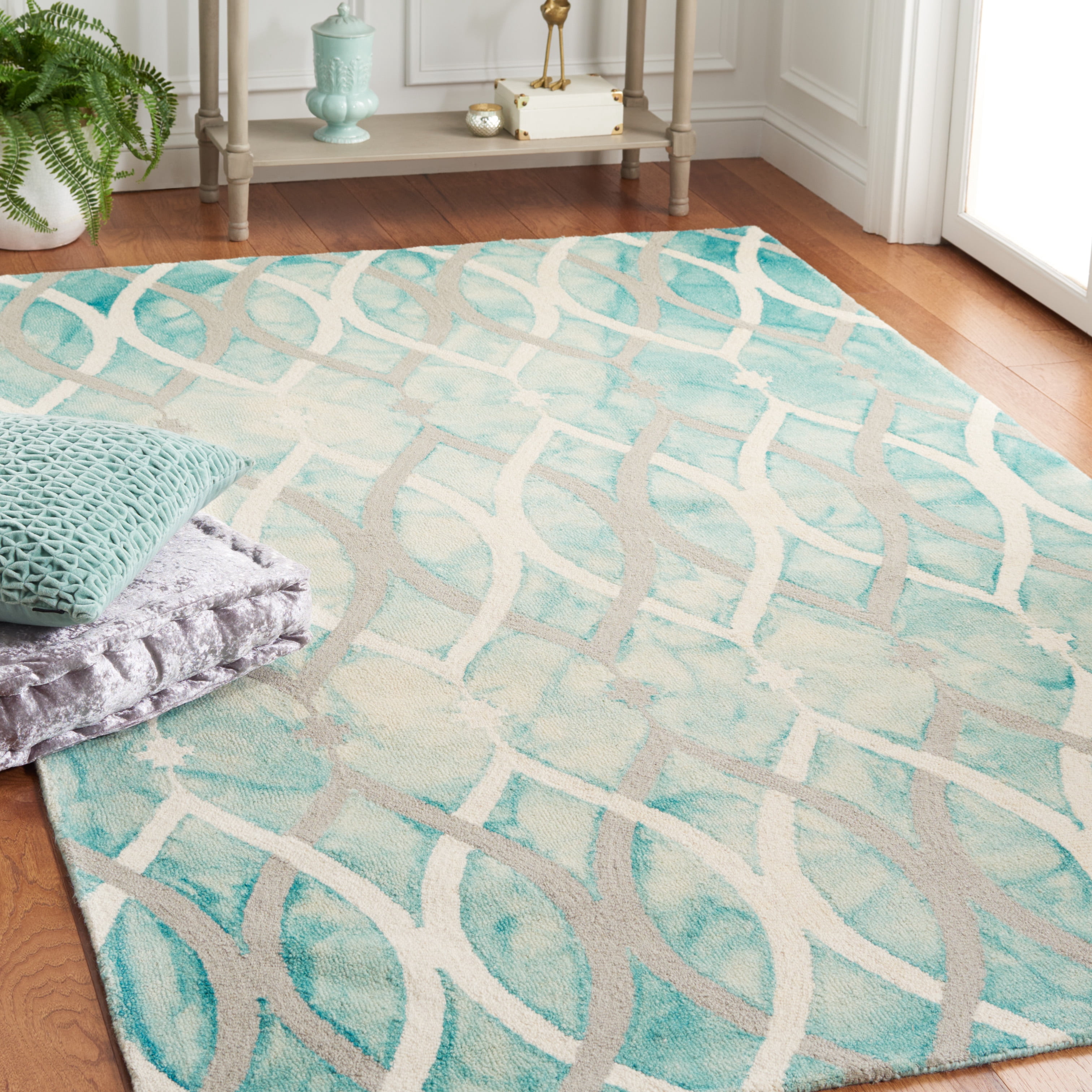 Safavieh Dip Dye Britton Distressed Wool Area Rug, Green/Ivory Gray, 6' x 9'