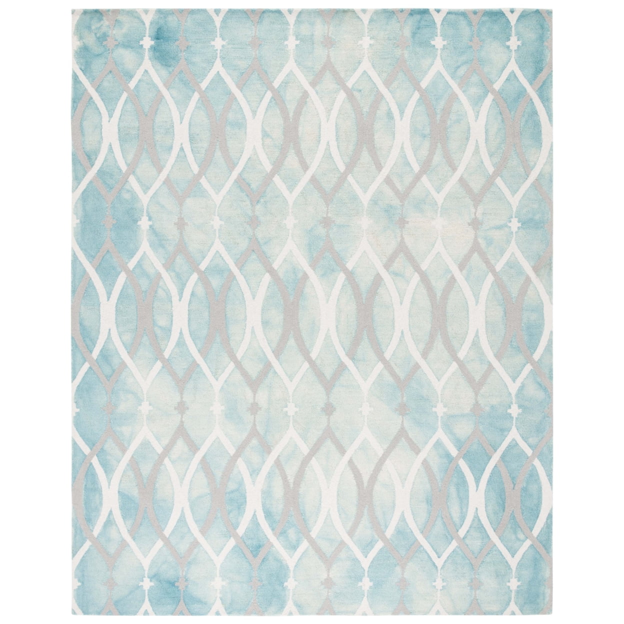 Handmade Tufted Wool Area Rug in Green and Ivory - 8' x 10'
