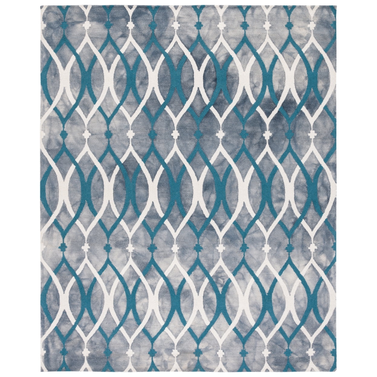 Gray Rectangular Hand-Tufted Wool and Silk Area Rug