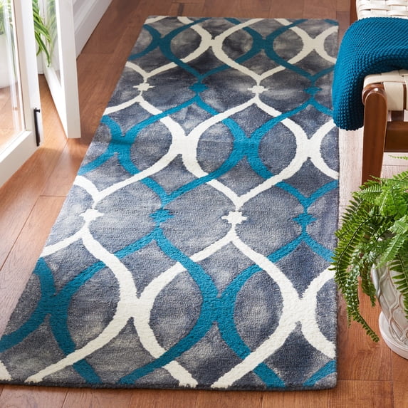 Safavieh Dip Dye Britton Distressed Wool Runner Rug, Gray/Ivory Blue, 2'3" x 12'