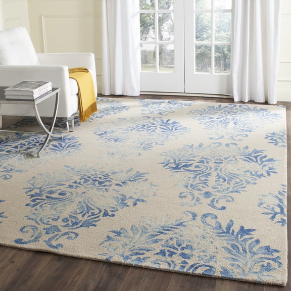 Safavieh Dip Dye Cadence Damask Wool Area Rug, Beige/Blue, 7' x 7' Square