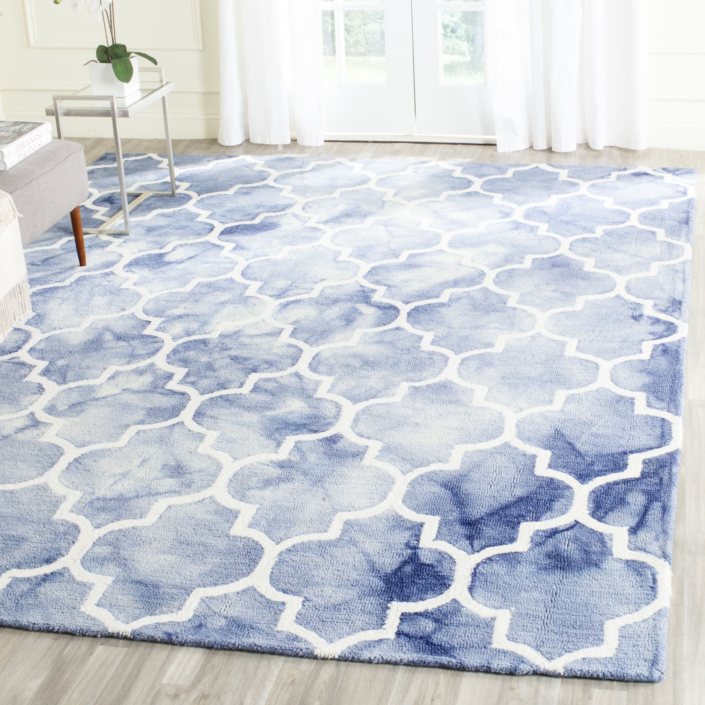 Safavieh Dip Dye Calanthe Geometric Wool Area Rug, Blue/Ivory, 7' x 7' Square