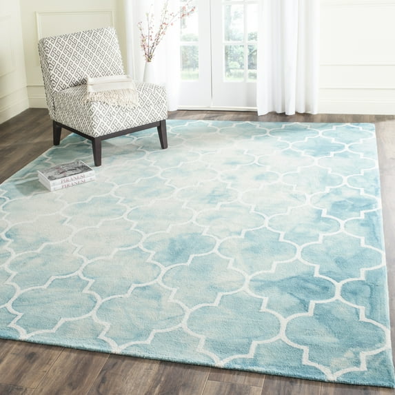 Safavieh Dip Dye Calanthe Geometric Wool Area Rug, Turquoise/Ivory, 7 ...