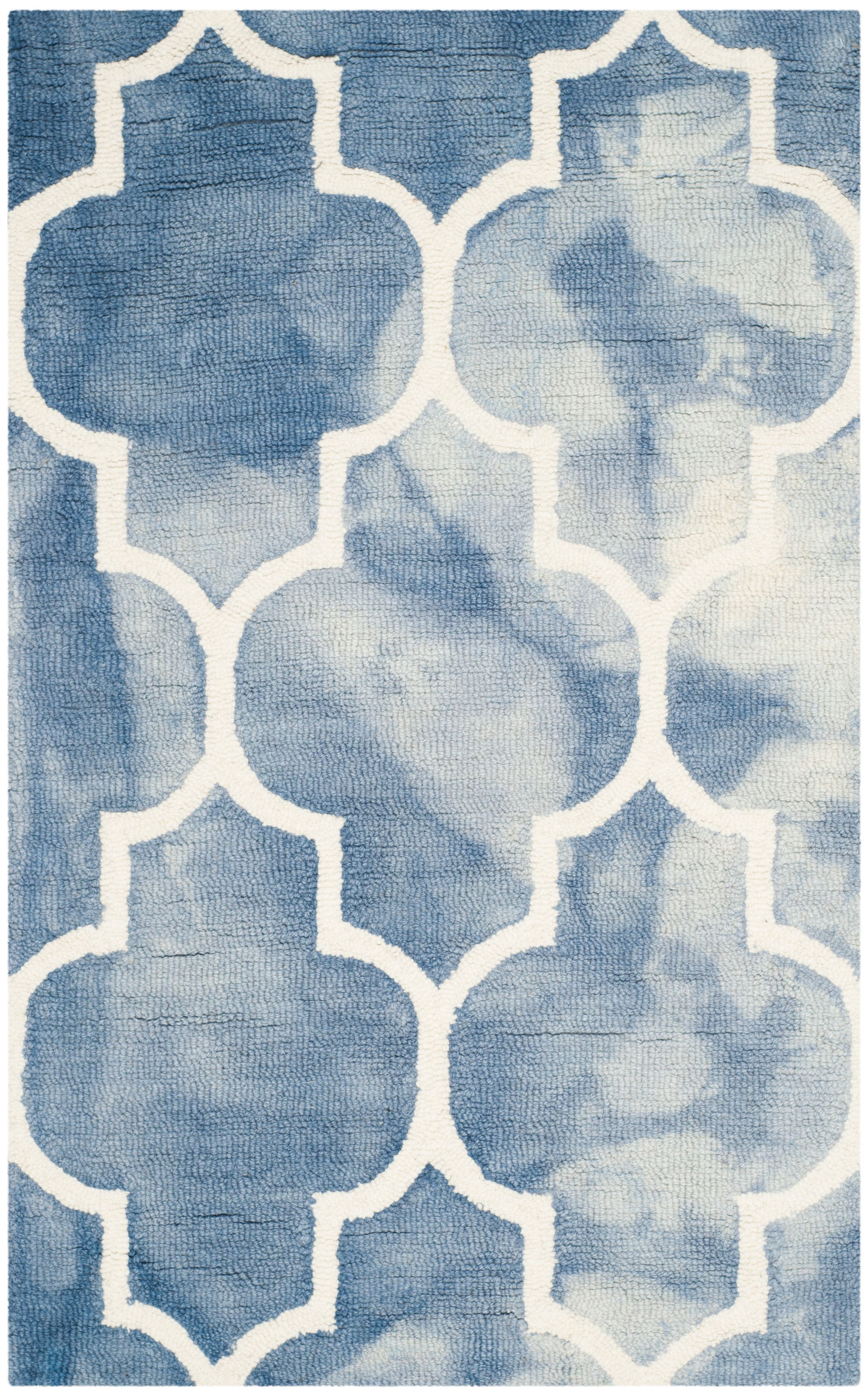 Ornate Blue Floral Hand-Tufted Wool Rug - 30" x 4"