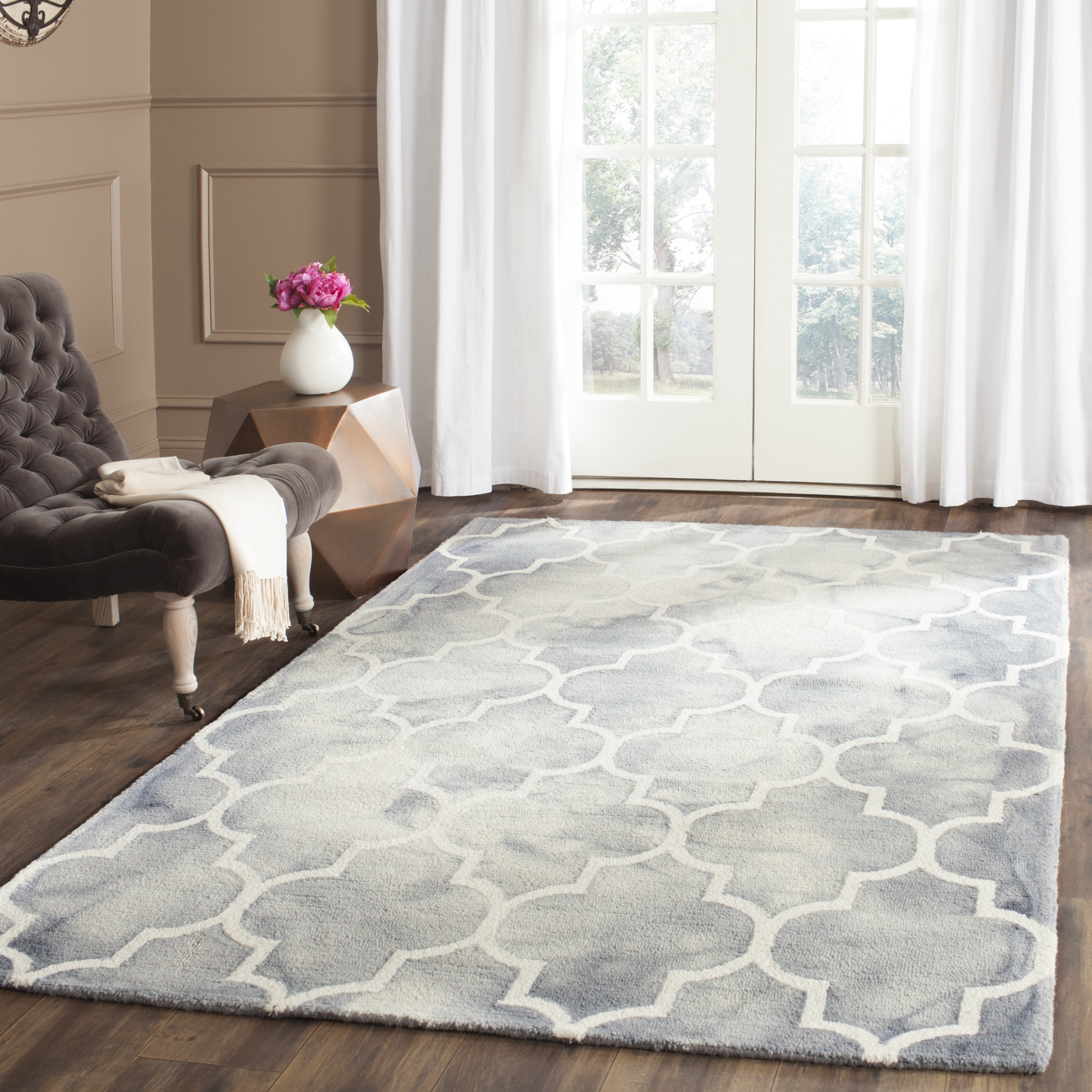 Cal Rugs Safavieh Dip Dye Calanthe Geometric Wool Area Rug, Gray/Ivory, 4' x 6 ...