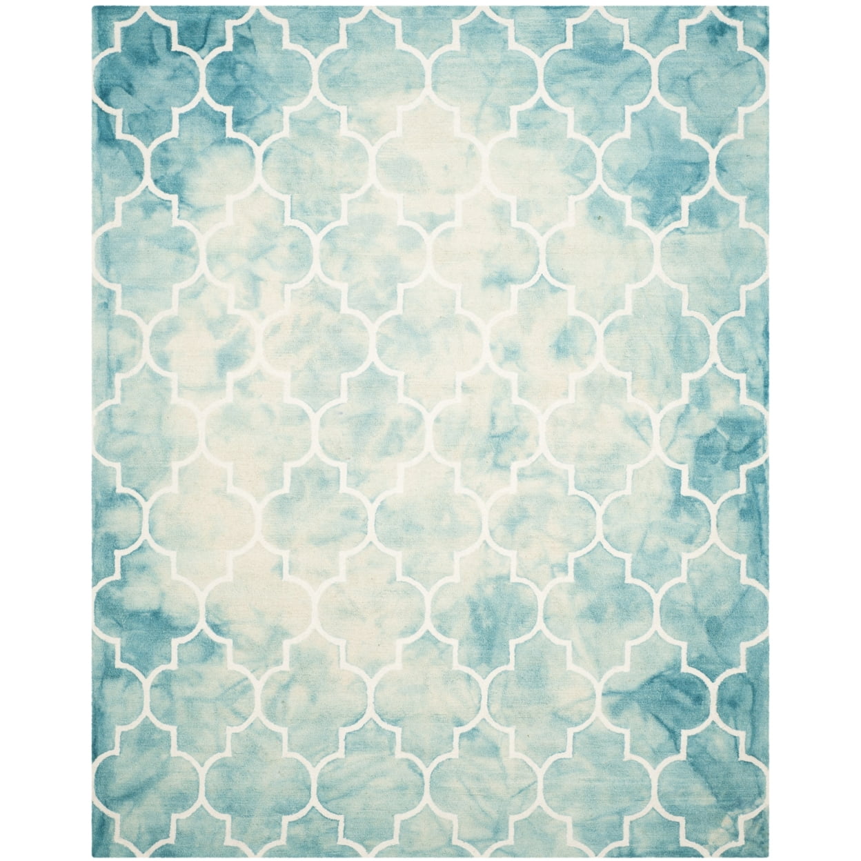 Ivory and Turquoise Hand-Tufted Wool 4' x 6' Area Rug