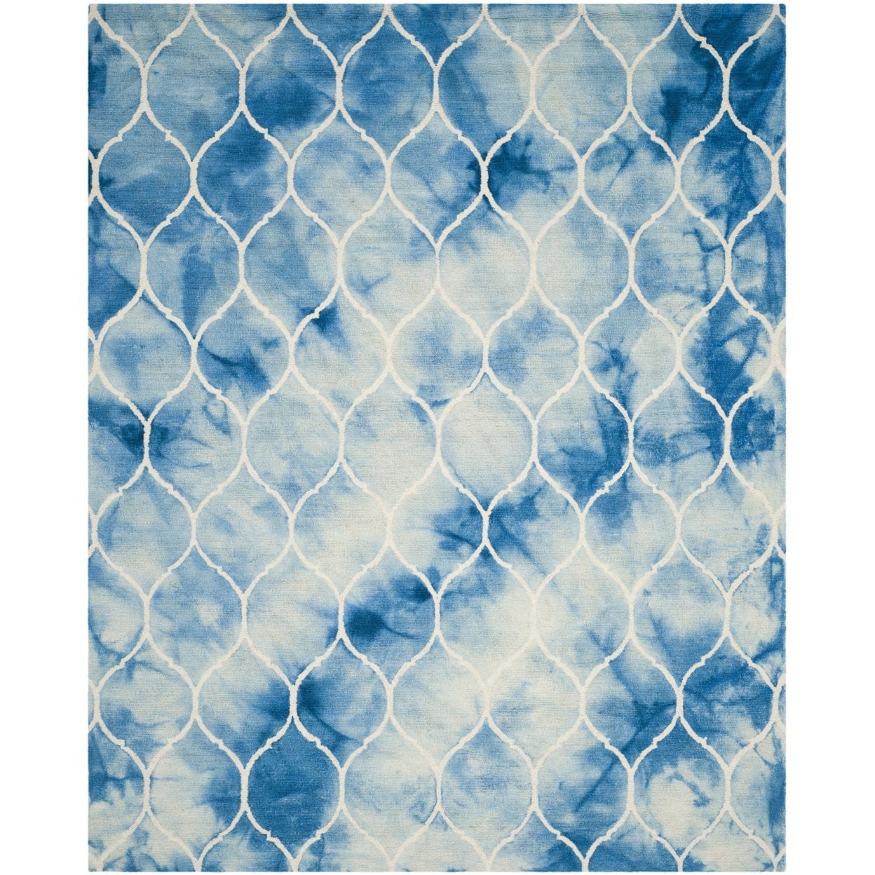 Ivory and Blue Hand-Tufted Wool Area Rug 2' x 3'