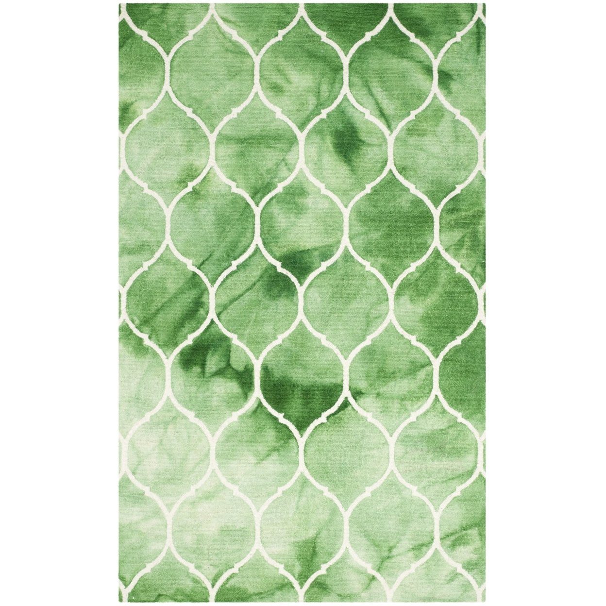 Hand-Tufted Woolen Splash Green/Ivory Rectangular Area Rug - 5' x 8'