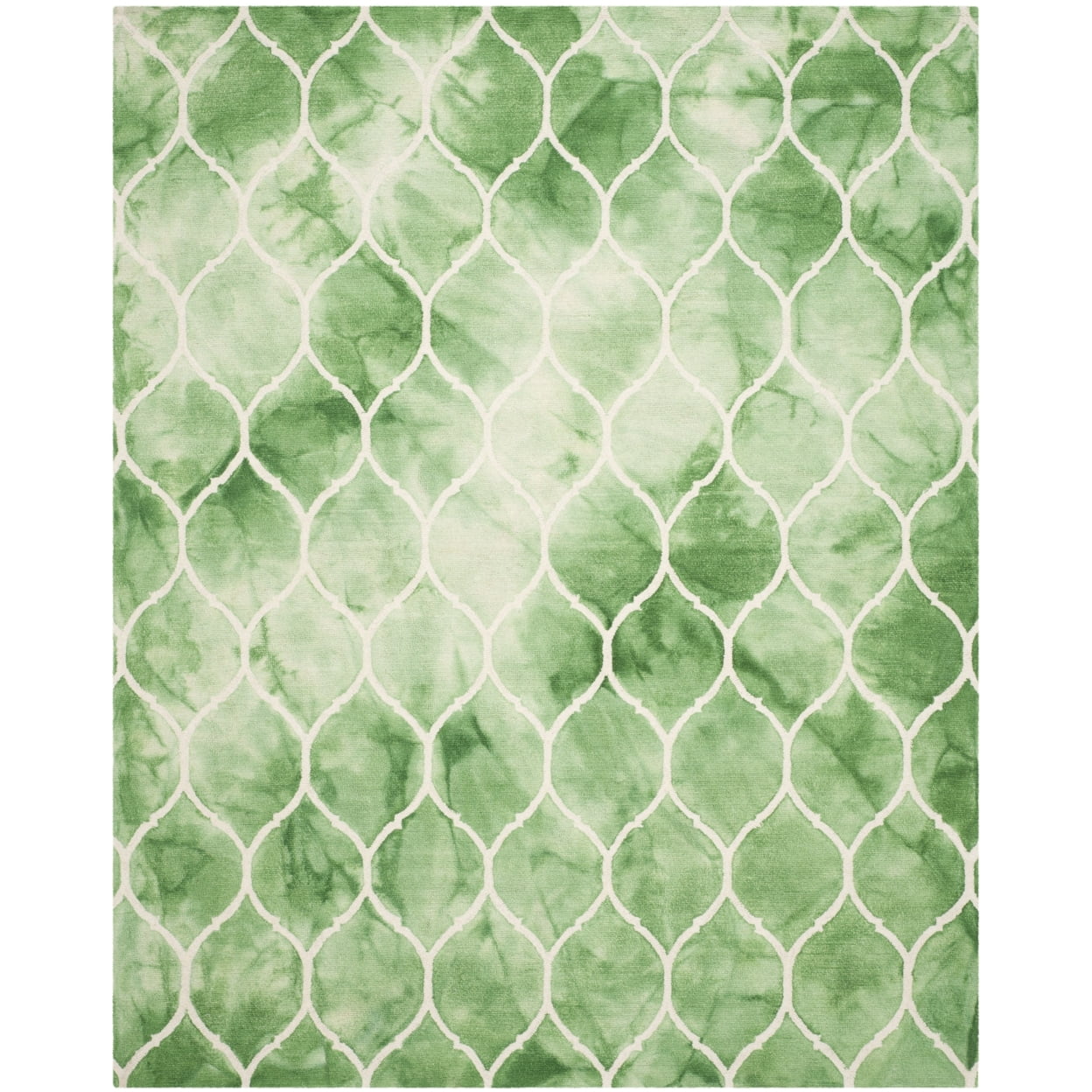 Ivory and Green Hand-Tufted Wool Square Area Rug