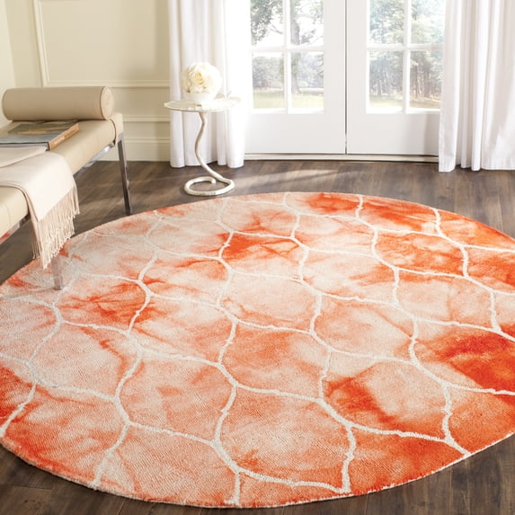 Safavieh Dip Dye Christabella Distressed Area Rug, Orange/Ivory, 7' x 7' Round