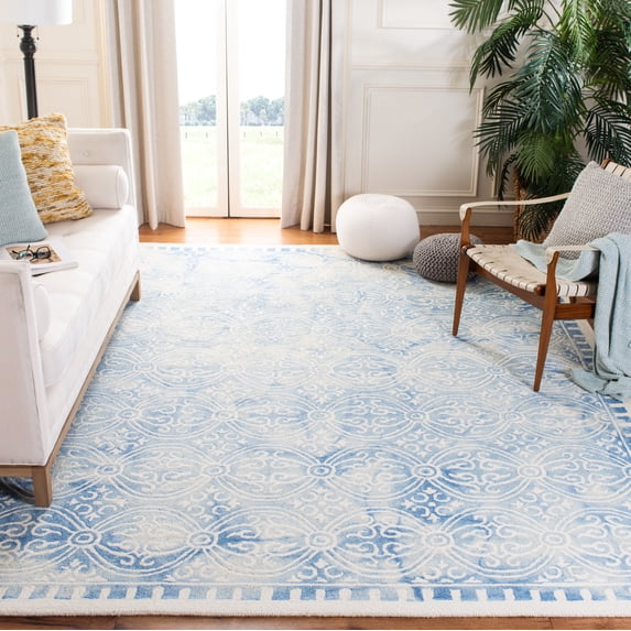 Safavieh Dip Dye Cyan Distressed Area Rug, Blue/Ivory, 7' x 7' Square