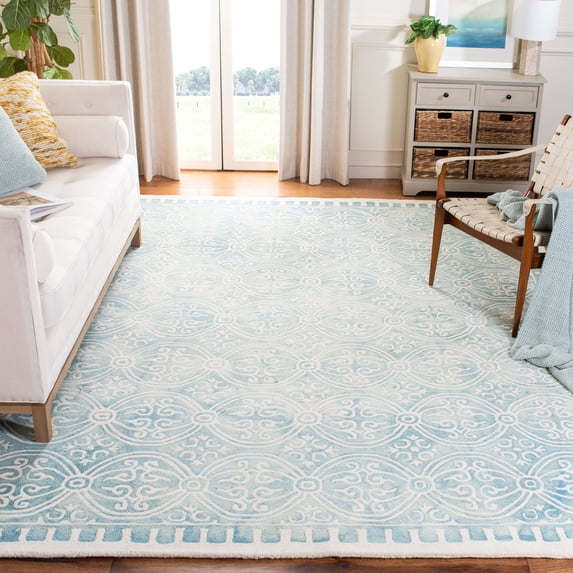 Safavieh Dip Dye Cyan Distressed Area Rug, Light Green/Ivory, 7' x 7' Square