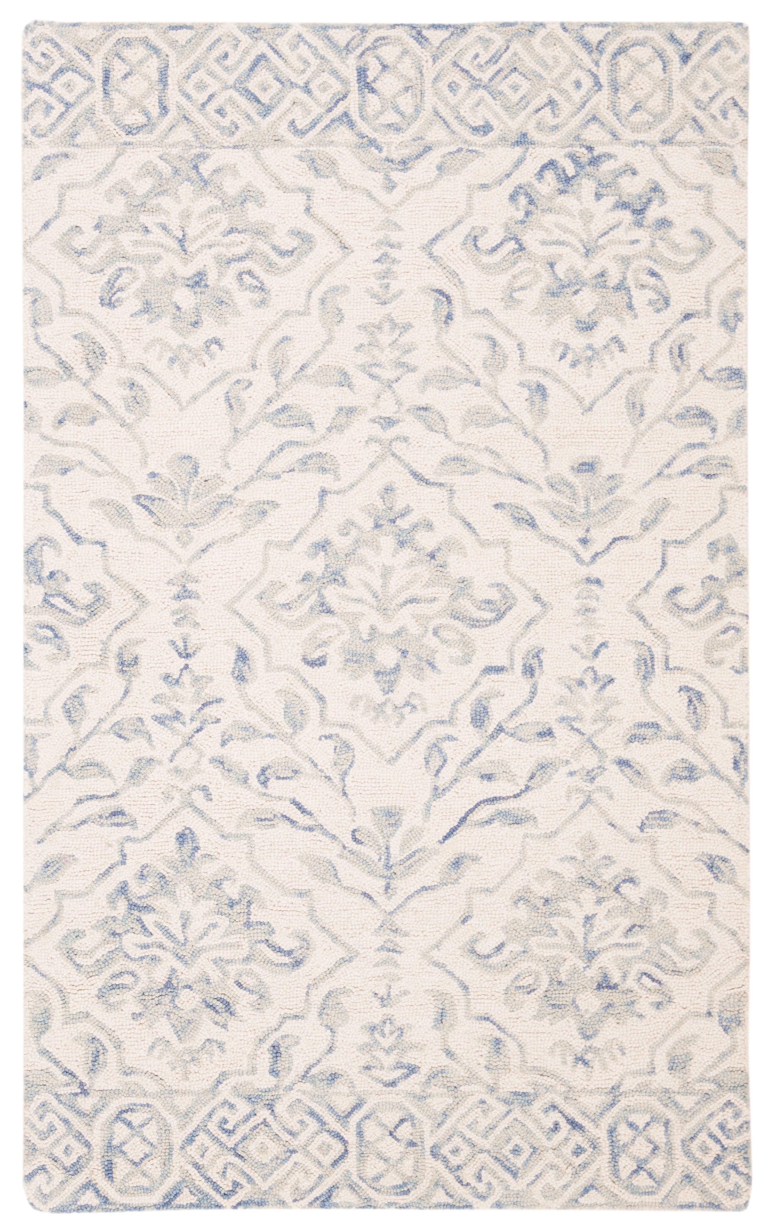 Handmade Light Blue and Ivory Wool Tufted Area Rug