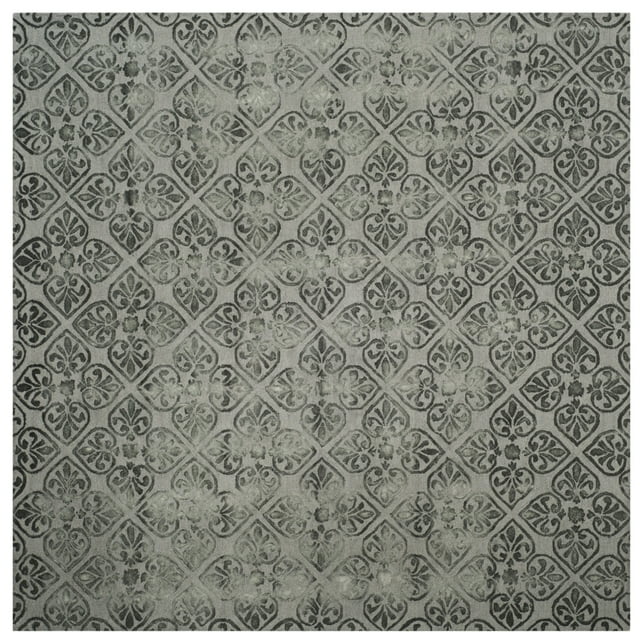 SAFAVIEH Dip Dye Dedan Damask Wool Area Rug, Grey, 7' x 7' Square
