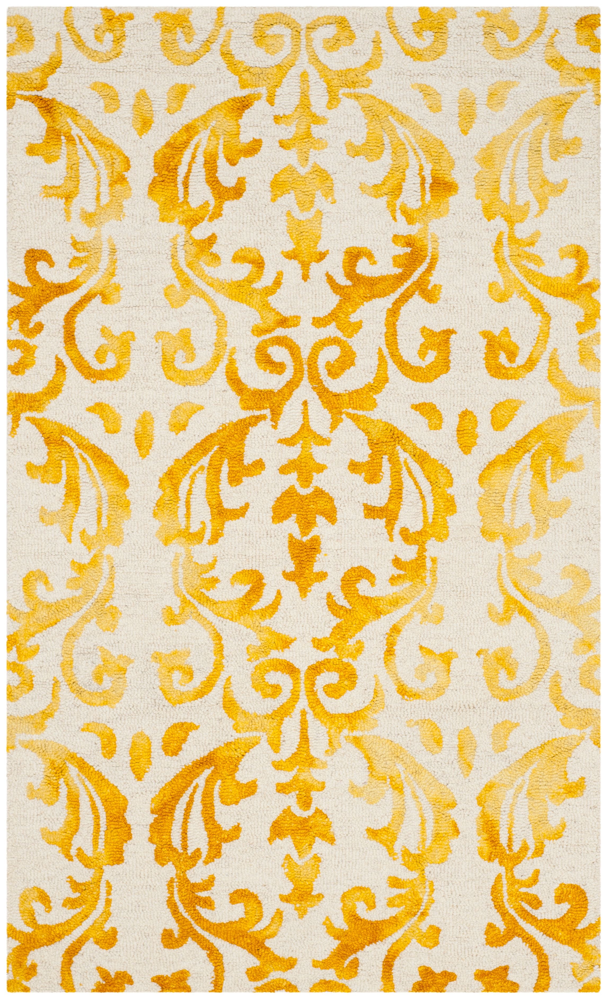 Ivory and Gold Hand-Tufted Wool Round Area Rug