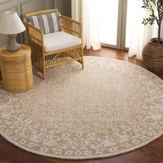 Safavieh Dip Dye Felicia Floral Area Rug, Beige/Ivory, 7' x 7' Round