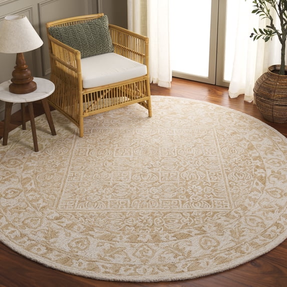 Safavieh Dip Dye Felicia Floral Area Rug, Light Beige/Ivory, 7' x 7' Round