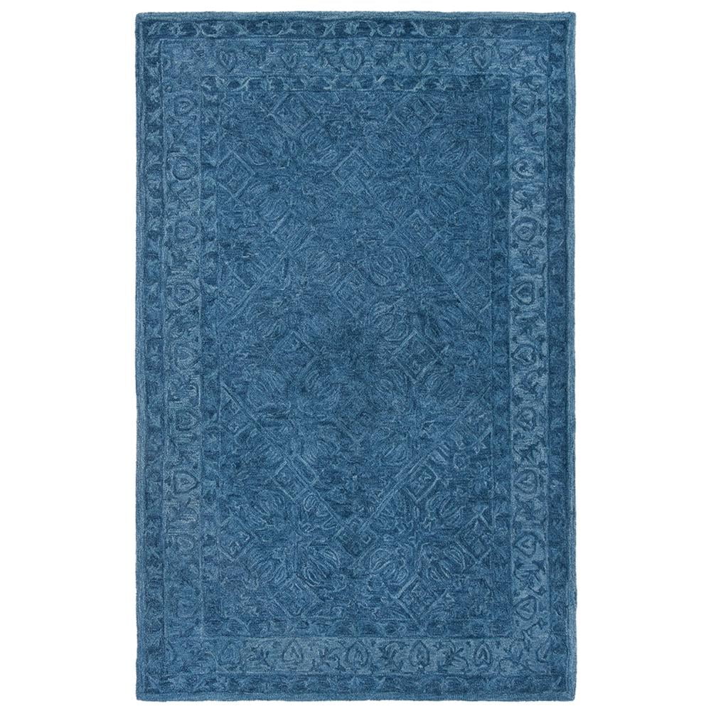 Navy Blue Hand-Tufted Wool Rectangular Area Rug, 5' x 8'
