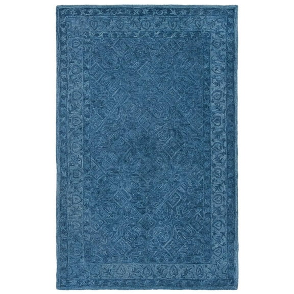 SAFAVIEH Dip Dye Felicia Floral Bordered Area Rug, Navy Blue, 5' x 8'
