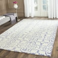 thumbnail image 1 of Safavieh Dip Dye Flower Distressed Wool Area Rug, Ivory/Blue, 8' x 10', 1 of 7
