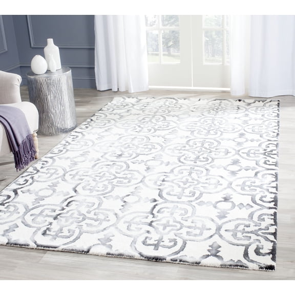 Safavieh Dip Dye Flower Distressed Wool Area Rug, Ivory/Charcoal, 3' x 5'