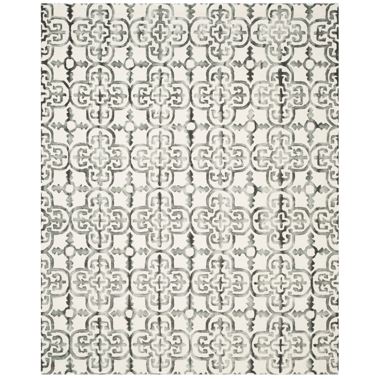 Ivory and Charcoal Hand-Tufted Wool Area Rug, 6' x 9'