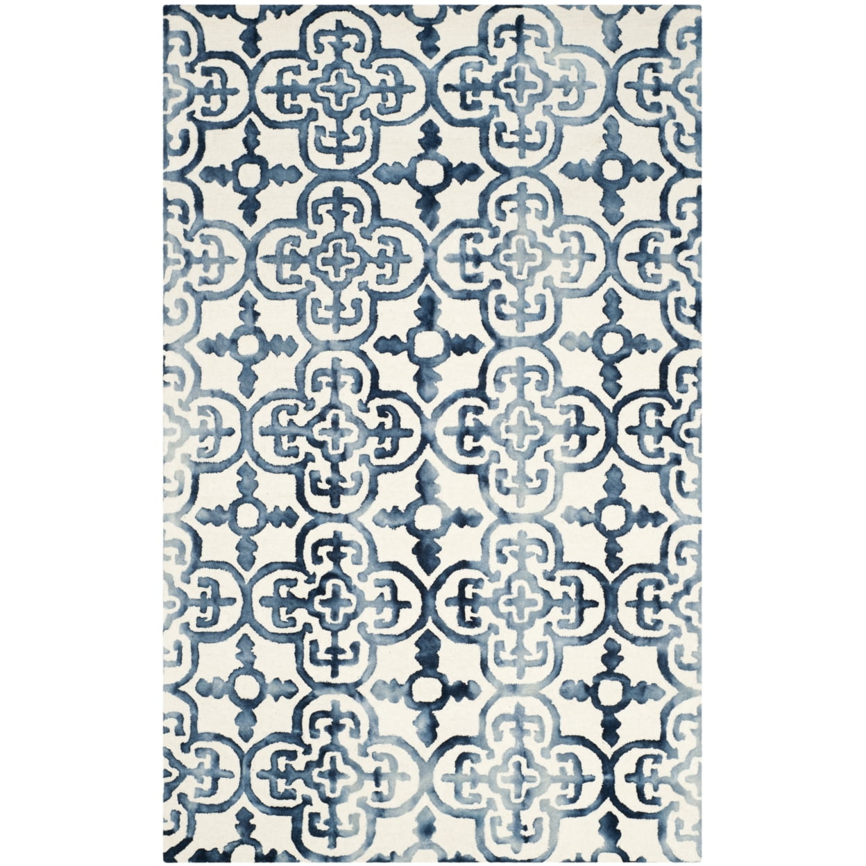 Ivory and Navy Hand-Tufted Wool Area Rug