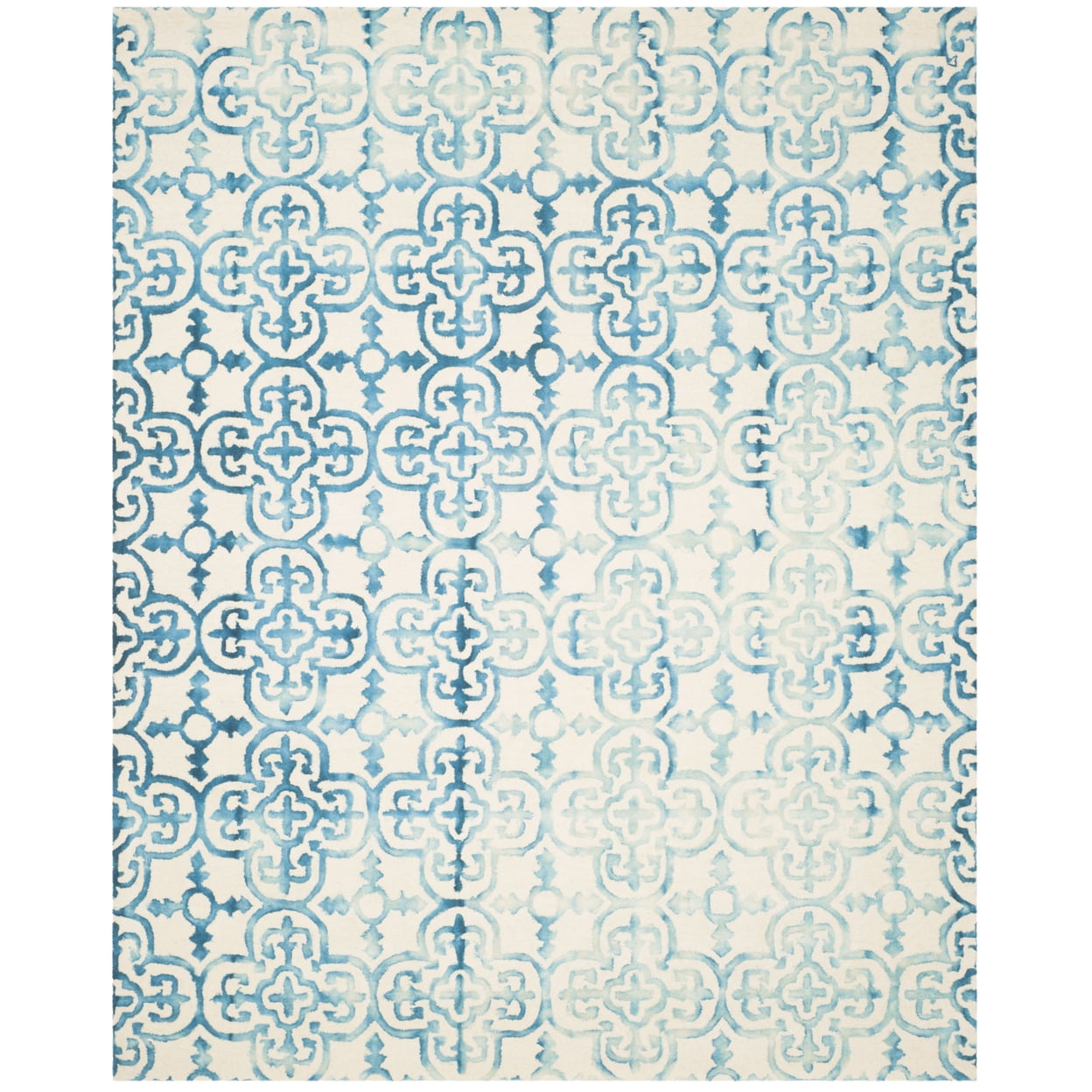 Ivory Turquoise Hand-Tufted Wool Round Rug