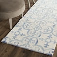 thumbnail image 1 of Safavieh Dip Dye Flower Distressed Wool Runner Rug, Ivory/Blue, 2'3" x 12', 1 of 7