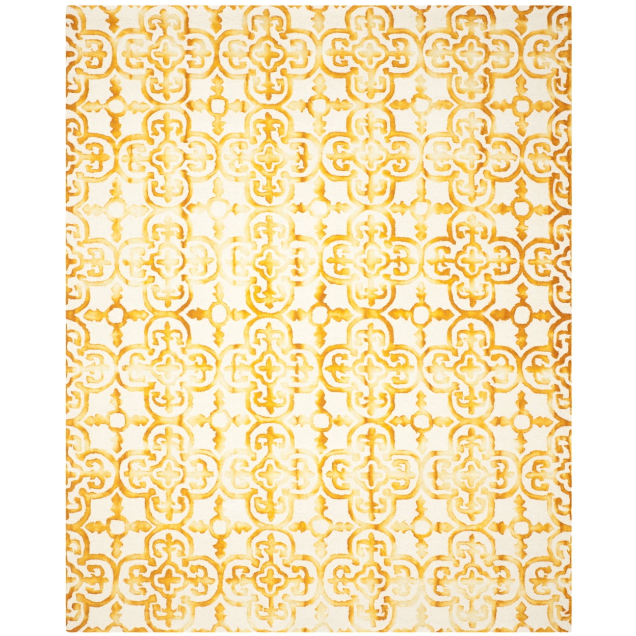 Ivory and Gold Hand-Tufted Wool Round Rug