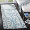 thumbnail image 1 of Safavieh Dip Dye Flower Distressed Wool Runner Rug, Ivory/Turquoise, 2'3" x 10', 1 of 7