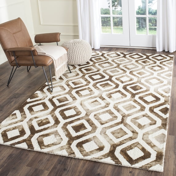 Safavieh Dip Dye Frigg Distressed Area Rug, Ivory/Chocolate, 4' x 6'