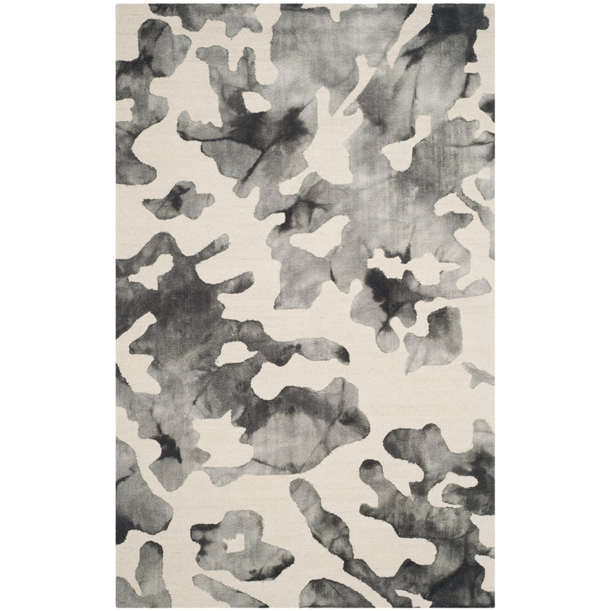 Handmade Black and Beige Wool Tufted Area Rug