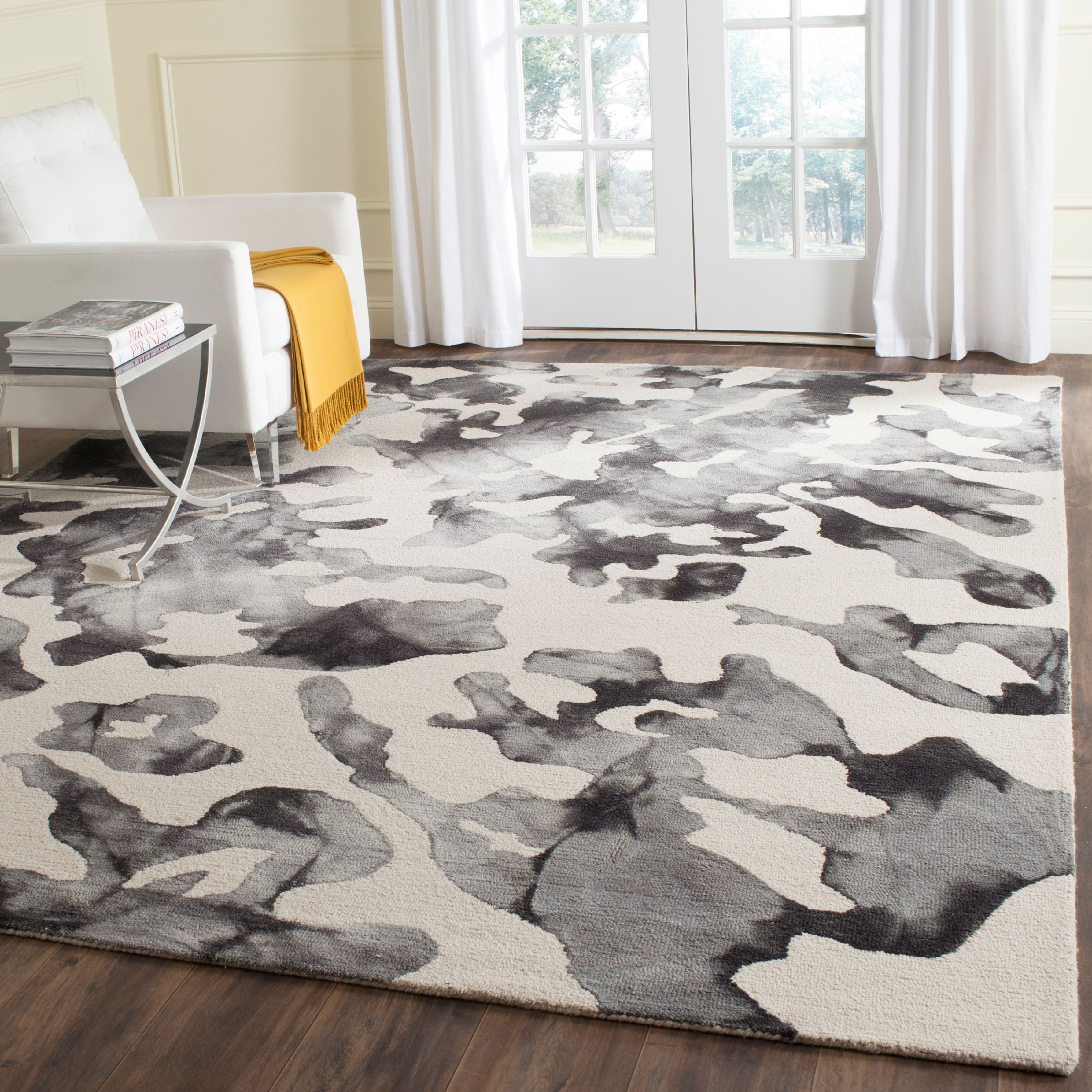 Handmade Blue Wool Tufted Square Area Rug, 8' x 10'