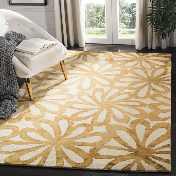 Safavieh Dip Dye Jessamine Floral Wool Area Rug, Beige/Gold, 2' x 3'
