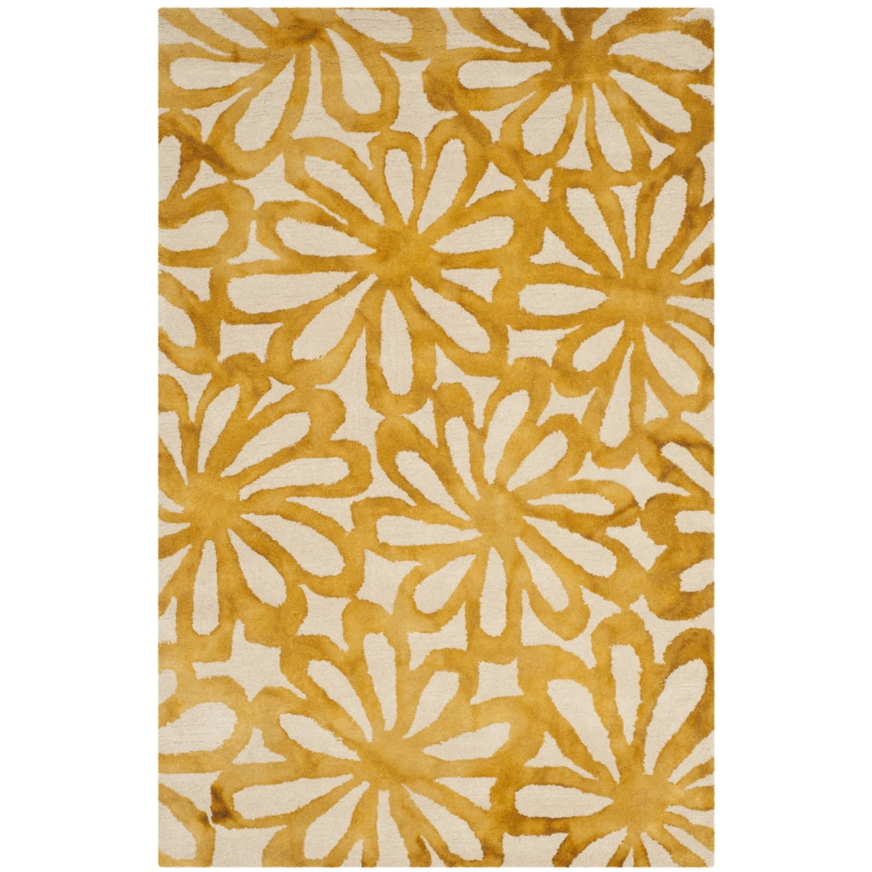 Handmade Tufted Blue Floral Wool 4' x 6' Rug