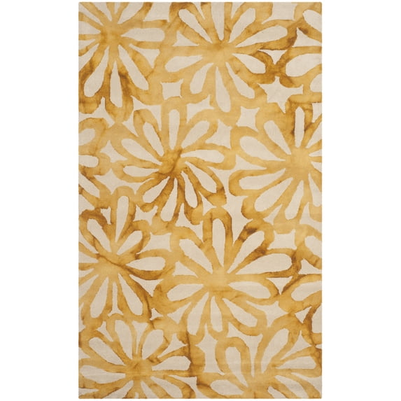SAFAVIEH Dip Dye Jessamine Floral Wool Area Rug, Beige/Gold, 5' x 8'