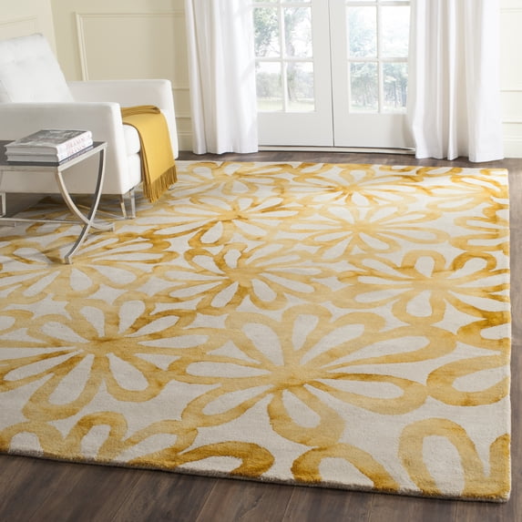 Safavieh Dip Dye Jessamine Floral Wool Area Rug, Beige/Gold, 8' x 10'