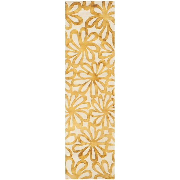 SAFAVIEH Dip Dye Jessamine Floral Wool Runner Rug, Beige/Gold, 2'3" x 6'