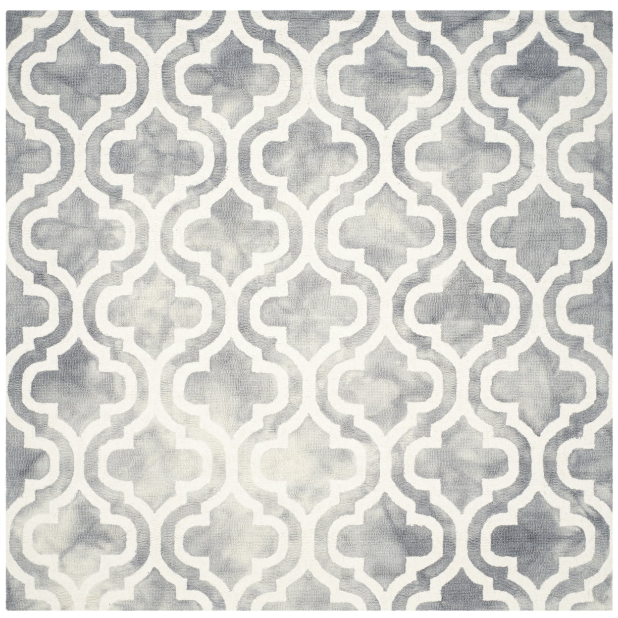 Grey and Ivory Hand-Tufted Wool Square Area Rug